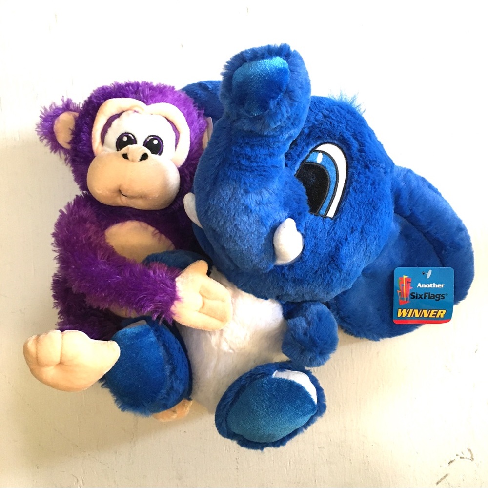 Huggable Size Plush Toy Stuffed Animals. Elephant & Monkey